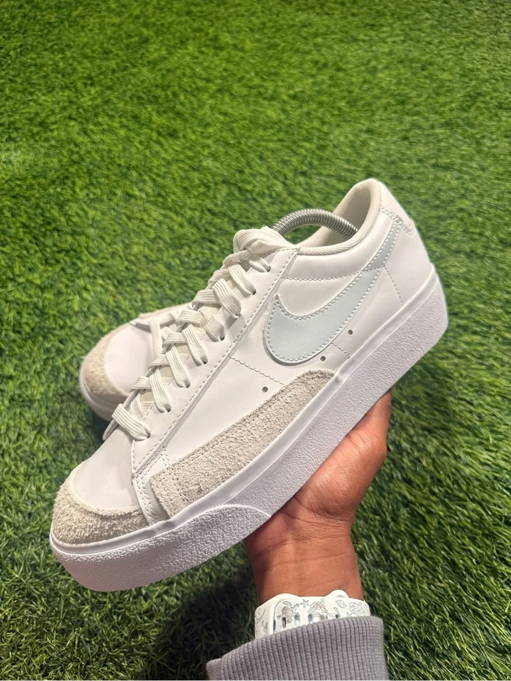 Nike Blazer Low Platform White light Lemon twist blue sneakers Womens size 10